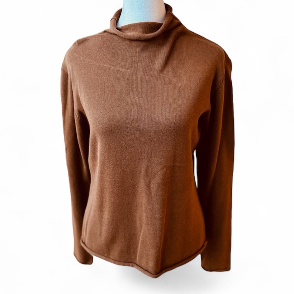 SPANNER Camel Tan Cotton Wool Rollneck Mockneck Sweater Size Medium